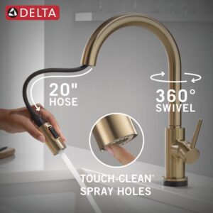 Delta Faucet Trinsic Touch Kitchen Faucet with Touchless Technology, Kitchen Faucet with Pull Down Sprayer, Gold Kitchen Sink Faucet, Touchless Kitchen Faucet, Champagne Bronze 9159TL-CZ-DST