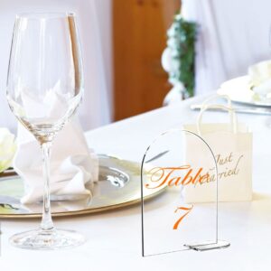 20 Sets Clear Arch Acrylic Sign with Stand Blank Arched Acrylic Table Numbers for Wedding Events Parties Decor (4 x 6 Inch)