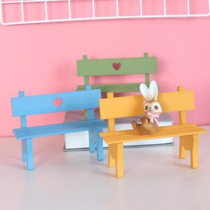 ifundom Miniature Wooden Bench Mini Wooden Bench Outdoor Wood Bench Miniature Furniture Couch Accessories Mini Bench Couch Sofa Wood Furniture Porch Chair Figurine Sofa Bench Miniature Chair