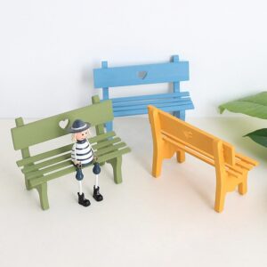 ifundom Miniature Wooden Bench Mini Wooden Bench Outdoor Wood Bench Miniature Furniture Couch Accessories Mini Bench Couch Sofa Wood Furniture Porch Chair Figurine Sofa Bench Miniature Chair