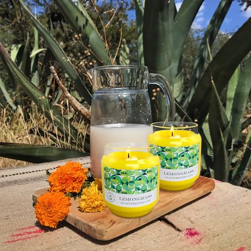 Outdoor Decorative Yellow Large Citronella Candle, 16oz, Glass, Strong Lemongrass Scented Candles, for Patio Decor, Outside Table Decor, Camping Accessories, Beautiful Candle Jars