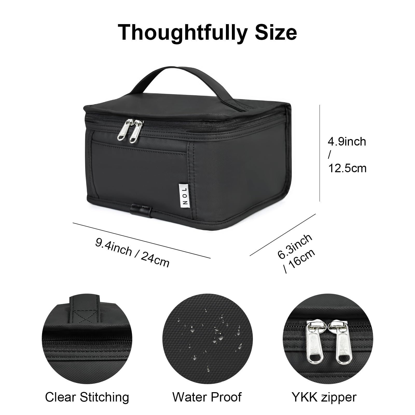 NOL Natural Organic Lifestyle Small Lunch Bag Mini Lunch Box Insulated Lunch Bag for Men/Women Leakproof Cooler Tote Bag Lightweight Nylon Waterproof Lunch Box For Work, Black