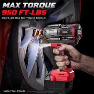 Cordless Impact Wrench 1/2 inch for Milwaukee M18 Battery, 900Ft-lbs(1200N.m) High Torque Brushless Electric Impact Wrench Gun, Power Impact Driver with 4-Mode Speed, LED Work Light(no battery)