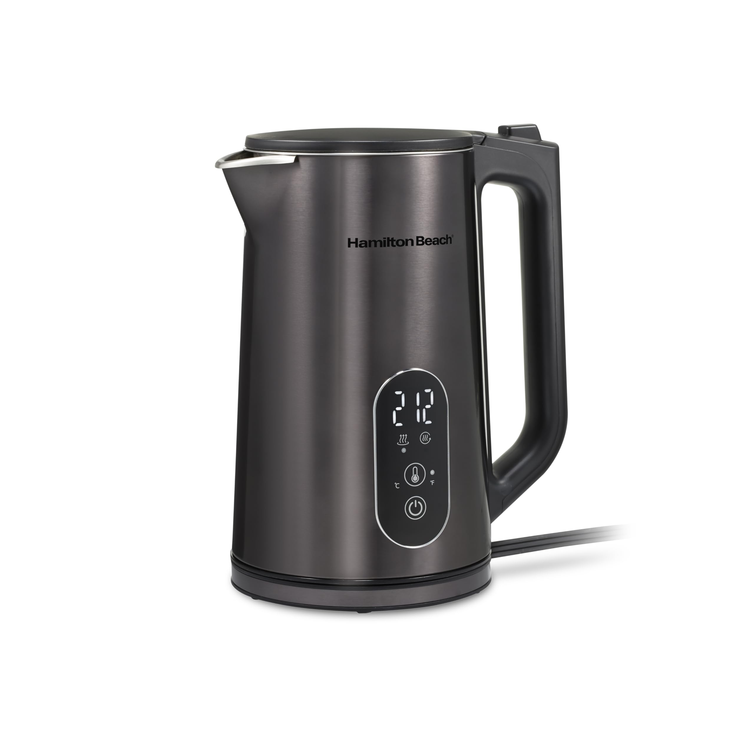 Hamilton Beach Digital Temperature Control Electric Tea Kettle, Hot Water Boiler & Heater 1.7L, 5 Preset Modes + Keep Warm, Fast Boil 1500 Watts, BPA Free, Double Wall Construction, Black (40851)