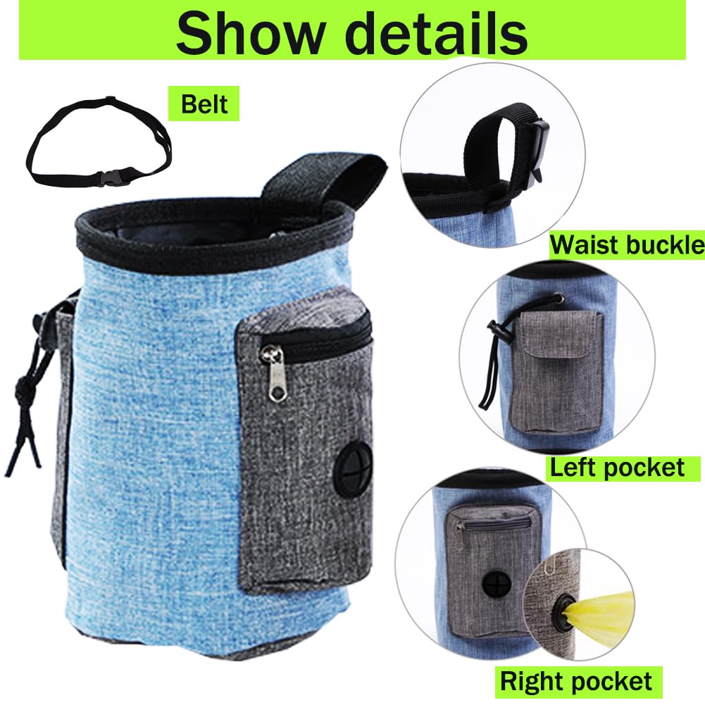 Eikovia Dog Treat Pouch Training Kit Include Pet Training Clicker and Whistle Dog Training Clicker Treat Pouch Dog Whistle for Dog Training & Behavior aids Hands-Free Snack