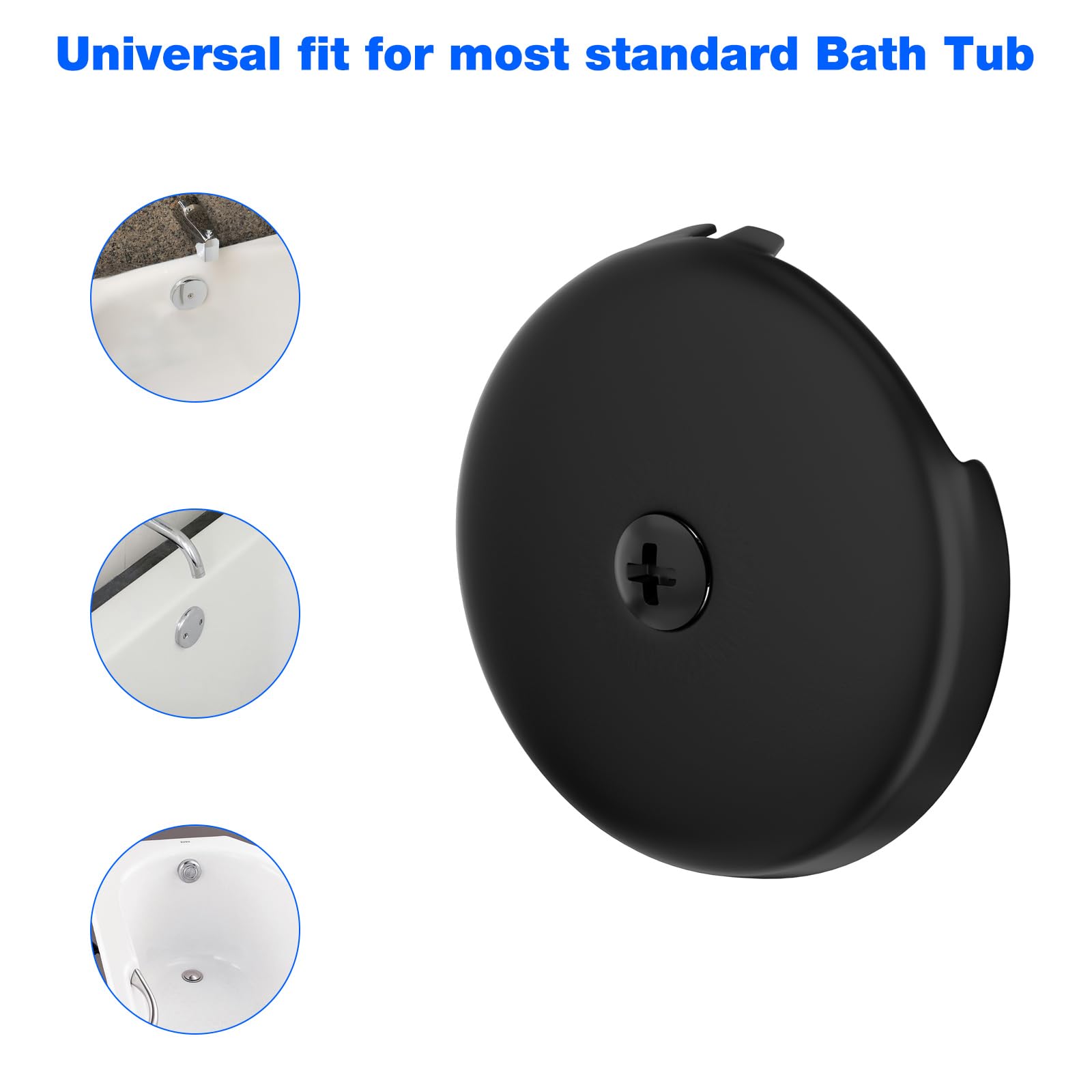 Bathtub Overflow Drain Cover Single Hole 3-1/8", Overflow Face Plate-Bathtub w/Screw for Most Standard Bath Tub Drains (Matte Black