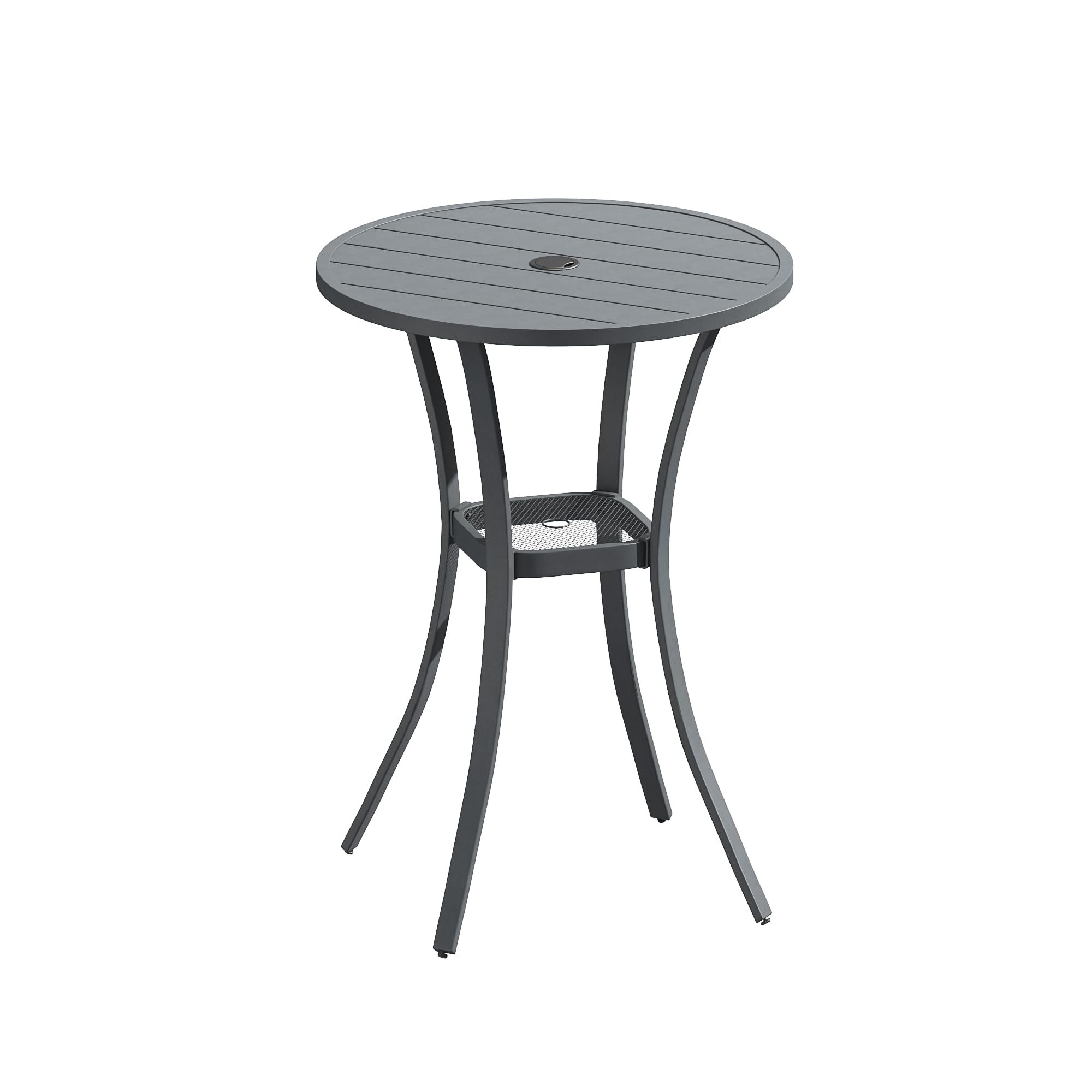 VICLLAX 28" Round Outdoor Bar Table, Bar Height Outdoor Table for Balcony, Patio Round Tall Table with Adjustable Umbrella Hole, Grey