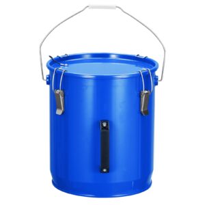 fryer grease bucket, oil disposal caddy, steel fryer oil transport container with rust-proof coating, grease can with lid & lock clips & filter bag for cooking oil filtering