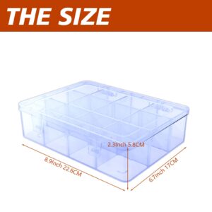 SRNYJAO Plastic Organizer Tackle Box, Large 12 Grids Clear Bead Organizer Compartment Box with Removable Dividers for Snackle box,Parts, Earring Container Tool Fishing Hook Hair Accessories