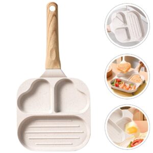 VINTORKY Three in One Pot Kitchen Egg Pan Burger Skillet Pan Japanese Omelette Pan Divided Skillet Daily Use Frying Pan Square Pan 3 Section Pan Griddle Burger Pan Triple Aluminum