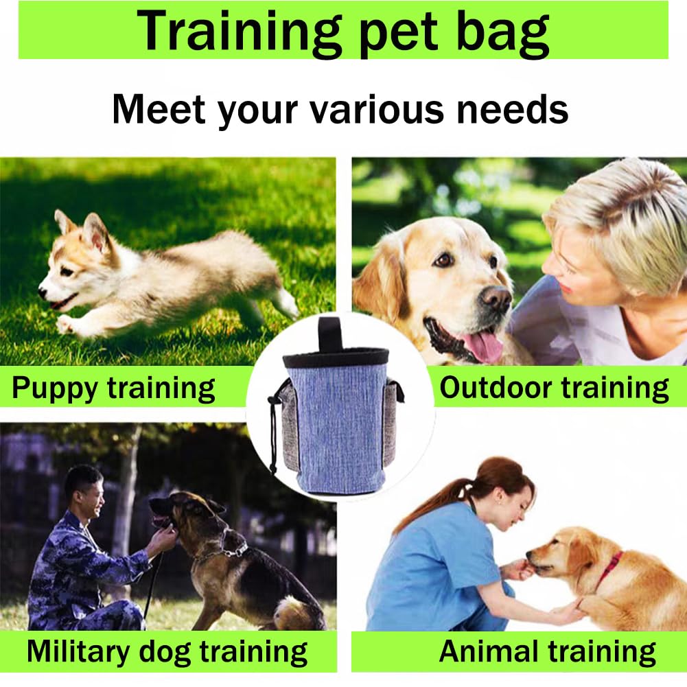 Eikovia Dog Treat Pouch Training Kit Include Pet Training Clicker and Whistle Dog Training Clicker Treat Pouch Dog Whistle for Dog Training & Behavior aids Hands-Free Snack