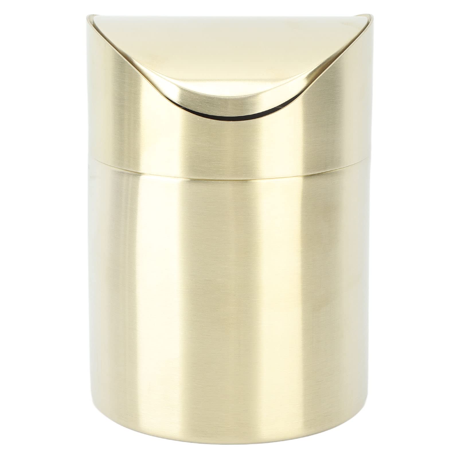 JTLB Compact Desktop Trash Can, 304 Stainless Steel, Fingerprint Proof, Space Saving Mini Countertop Wastebasket for Office, Gold Colored