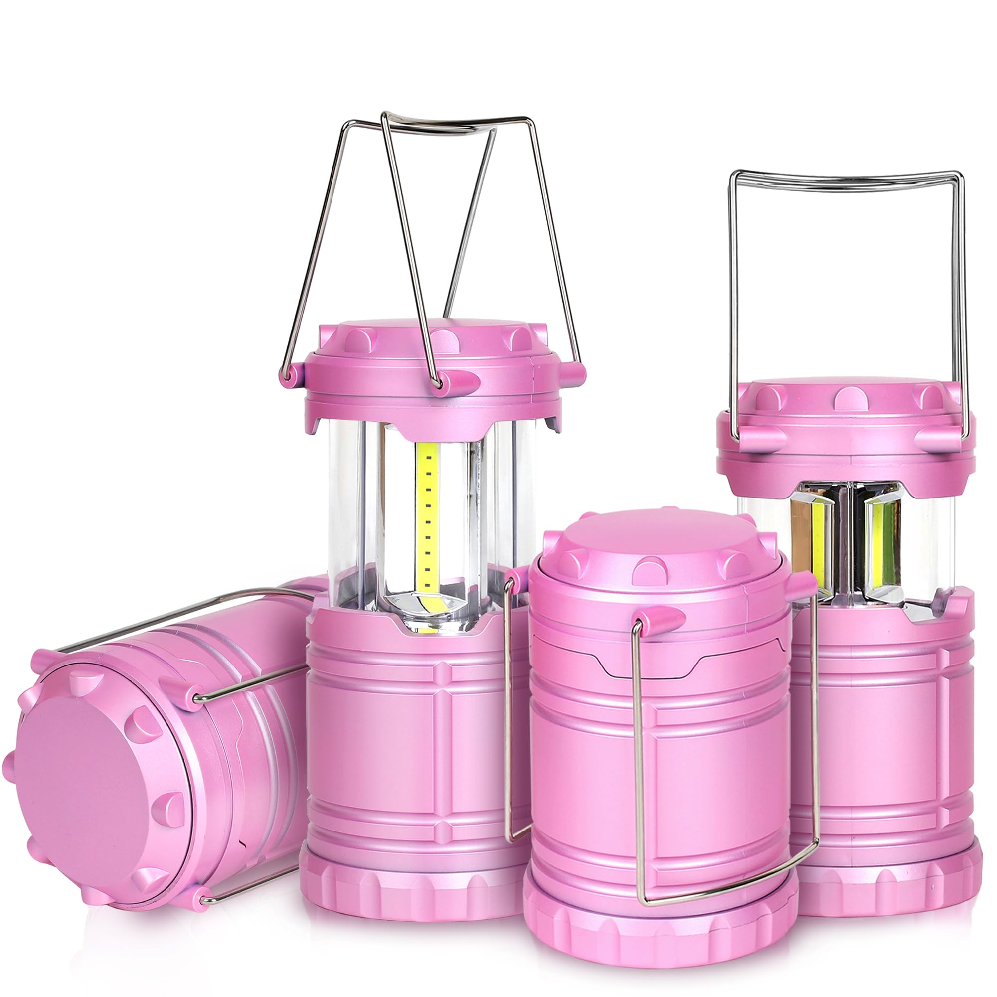 SEAMAGIC 4-Pack LED Pink Camping Lanterns, Essential Emergency Lights for Power Outages, Hiking, Hurricane