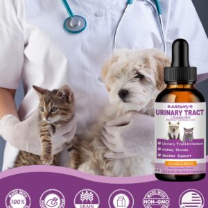 Cat & Dog Urinary Tract Infection Treatment | 60ML Support Bladder, Kidney & Incontinence | Cranberry Supplement for Cats & Dogs | Dog UTI | Cat UTI | Cat & Dog Kidney Support | Chicken Flavor