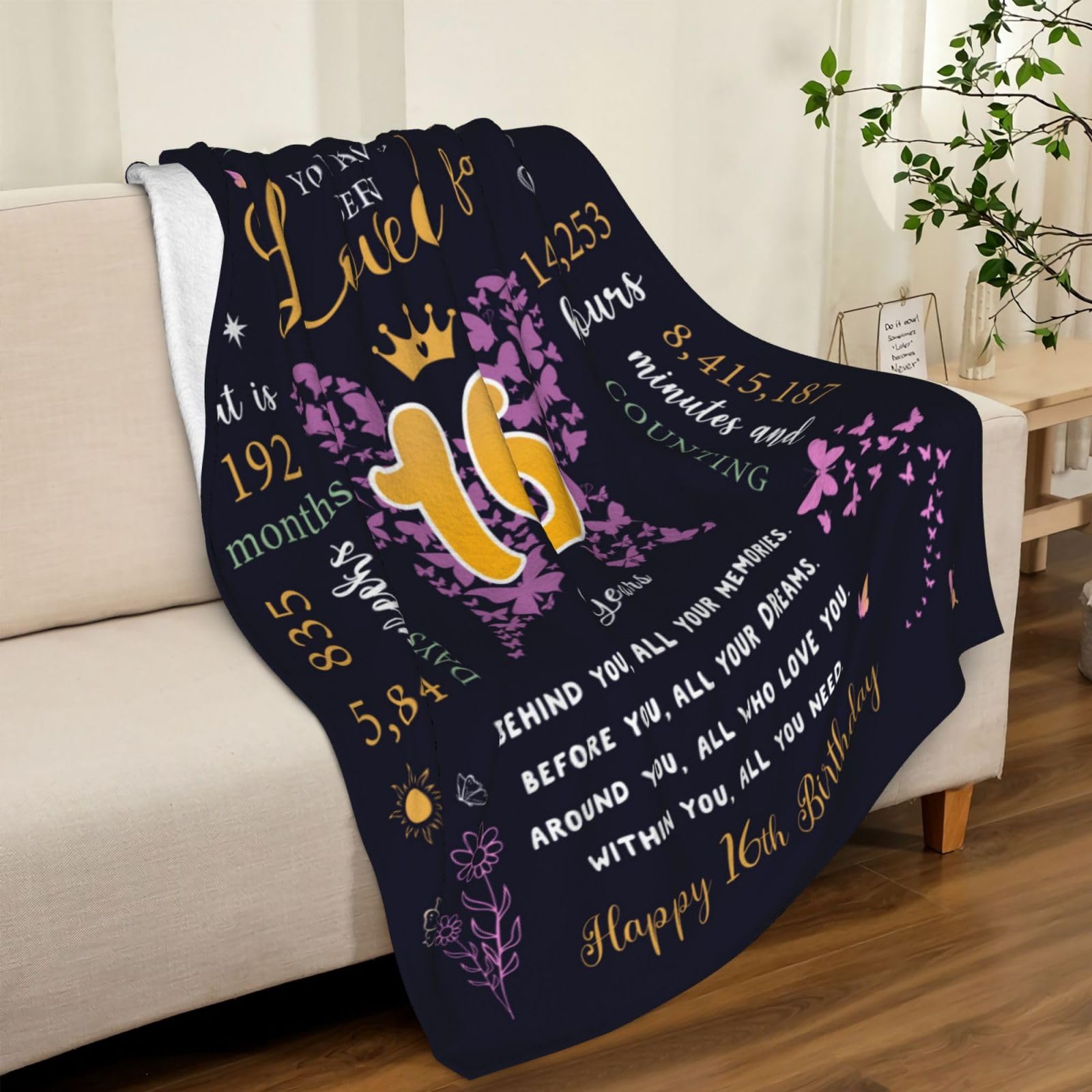 Sweet 16 Gifts for Girls, 16th Birthday Gifts for Girls, Gifts for 16 Year Old Girl, Sweet Sixteen Gifts for Girls，16 Year Old Girl Birthday Gift Ideas, Sweet 16 Birthday Decorations Blanket 60"X50"