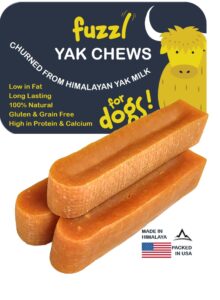 fuzzl premium yak cheese himalayan dog chews - 3 bars large natural dog treats milkbone yak chews no hide dog food long lasting dog dental sticks milk chews cheese stick