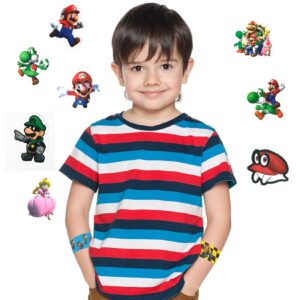 HHMJZW 32PCS Mario Bros Slap Bracelet Toys and 50 PCS cartoon Mario Bros party stickers carnival prizes - for Kids Boys & Girls Birthday Party Supplies Favors