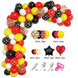 Amandir Black Red Yellow Balloons Arch Garland Kit, Birthday Party Supplies Baby Shower Decorations Latex Balloons Foil Star Confetti Balloons for Theme Party