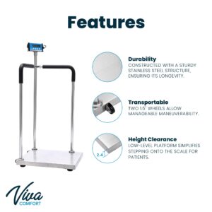 VivaComfort Medical Grade Digital Scale with Handles for Elderly, Bariatric Physician Scales, 660 lb / 300 kg Weight Capacity