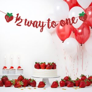 Strawberry 1/2 Way to One Banner, 6 Months Birthday Decorations, Berry Sweet Half Birthday, Strawberry Baby Shower Half Birthday Party Decorations, Red Glitter