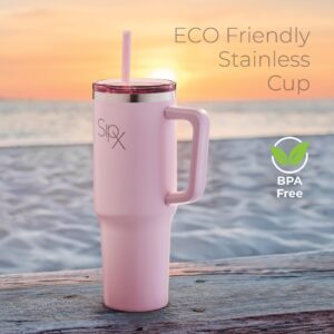 SIPX™ Insulated Tumbler With Lid And Straw, 40oz. Tumbler With Handle Keeps Cold 12 Hours, Water Bottle Thermos With Lid, BPA-Free Reusable Insulated Coffee Tumblers, Travel Mug Great For Beach Party