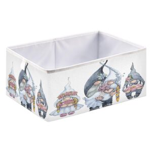 qugrl wedding gnome valentines storage bins bride and groom foldable storage basket fabric storage box organizer for clothes toys books drawers under bed 15.75 x 10.63in