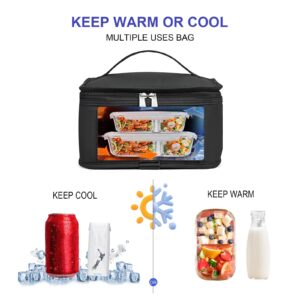 NOL Natural Organic Lifestyle Small Lunch Bag Mini Lunch Box Insulated Lunch Bag for Men/Women Leakproof Cooler Tote Bag Lightweight Nylon Waterproof Lunch Box For Work, Black