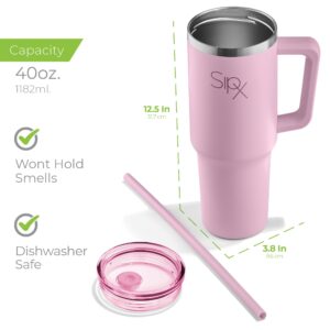 SIPX™ Insulated Tumbler With Lid And Straw, 40oz. Tumbler With Handle Keeps Cold 12 Hours, Water Bottle Thermos With Lid, BPA-Free Reusable Insulated Coffee Tumblers, Travel Mug Great For Beach Party