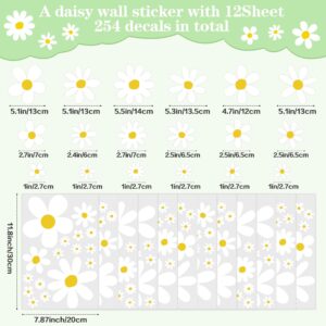 12 Sheets Daisy Wall Decals Boho Flower Wall Stickers Cute Kids Girls Room Decor Peel and Stick Floral Decals Toddler Playroom Living Room Bedroom Classroom Retro Hippie Decor Classic Style