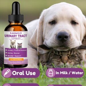 Cat & Dog Urinary Tract Infection Treatment | 60ML Support Bladder, Kidney & Incontinence | Cranberry Supplement for Cats & Dogs | Dog UTI | Cat UTI | Cat & Dog Kidney Support | Chicken Flavor