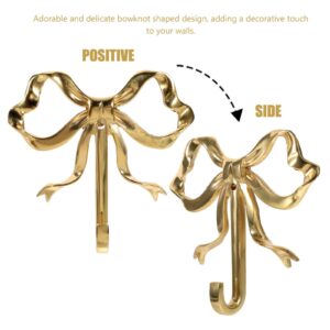 MAGICLULU Golden Bow Shape Hook Retro Bow Wall Hook Large Wall Mounted Bow Coat Hook for Home Kitchen Bathroom Office Small