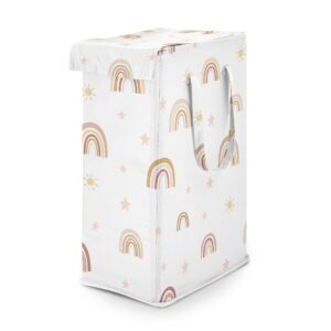 sweet jojo designs boho rainbow girl laundry hamper foldable dirty clothes basket with handles baby nursery kids bedroom teen bathroom blush pink yellow bohemian modern neutral vintage gold stars sky