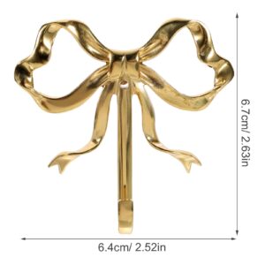 MAGICLULU Golden Bow Shape Hook Retro Bow Wall Hook Large Wall Mounted Bow Coat Hook for Home Kitchen Bathroom Office Small