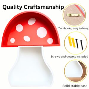 Scandi Bliss Floating Mushroom Shelf: Decorative & Functional Mushroom Wall Decor for Nursery, Bedroom, Living Room, Kitchen & Bathroom, Decorative Mushroom Shelves for a Whimsical Touch