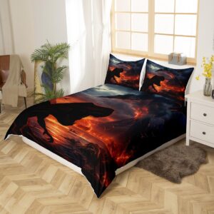 Erosebridal Dinosaor Duvet Cover 3D Realistic Dinosaur Pattern Twin Bedding Set for Boys Teens Kids Tropical Wildlife Comforter Cover Volcano Eruption Bedspread Cover 2Pcs