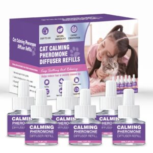 cat pheromones calming diffuser refill 6 pack multicat pheromone diffusers refills relieve anxiety stress reduce spraying fighting and scratching for cats calm 48ml fit all common diffusers plug in