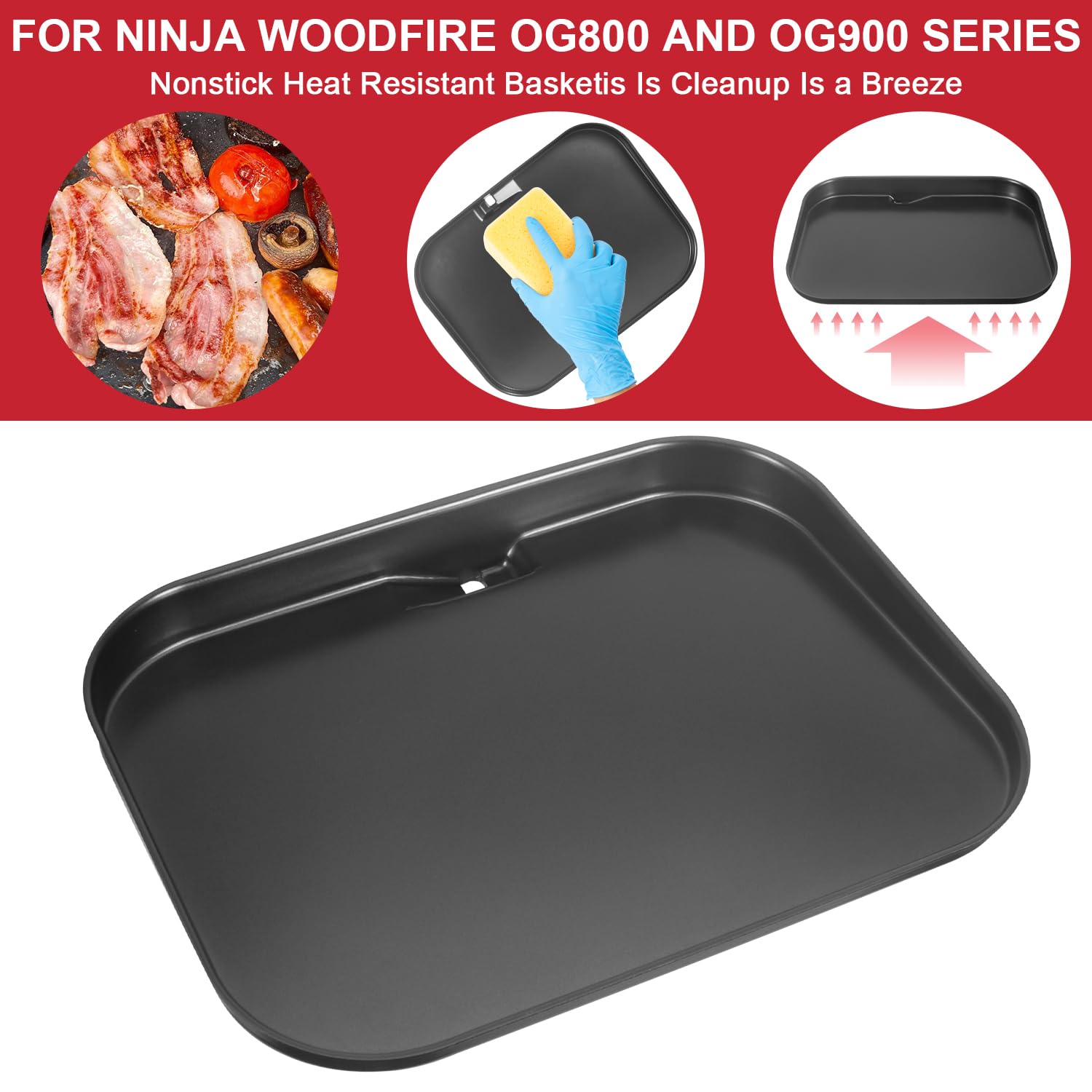 Griddle Plate for Ninja Woodfire Pro OG800 OG900 Series, Flat Top Griddle Plate for Ninja XSKGRDPLT Woodfire Pro Connect XL OG951 OG952 OG850 Outdoor Grill, Non-Stick Griddle Pan