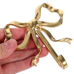 MAGICLULU Golden Bow Shape Hook Retro Bow Wall Hook Large Wall Mounted Bow Coat Hook for Home Kitchen Bathroom Office Small