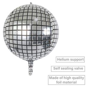 laackys disco balloon, 6-pack 22 inch silver disco ball balloon decorations, 4D disco ball balloons for disco party decorations, 90s party decorations disco balls dancing queen party decorations