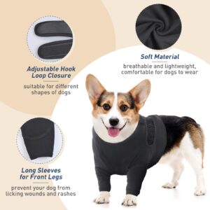 IDOMIK Dog Recovery Sleeve for Front Legs,Adjustable Dog Leg Sleeves to Stop Licking,Breathable Dog Surgery Recovery Suit Front Leg,Dog Elbow Braces Protector Dog Cone Collar Alternatives,Black,XL