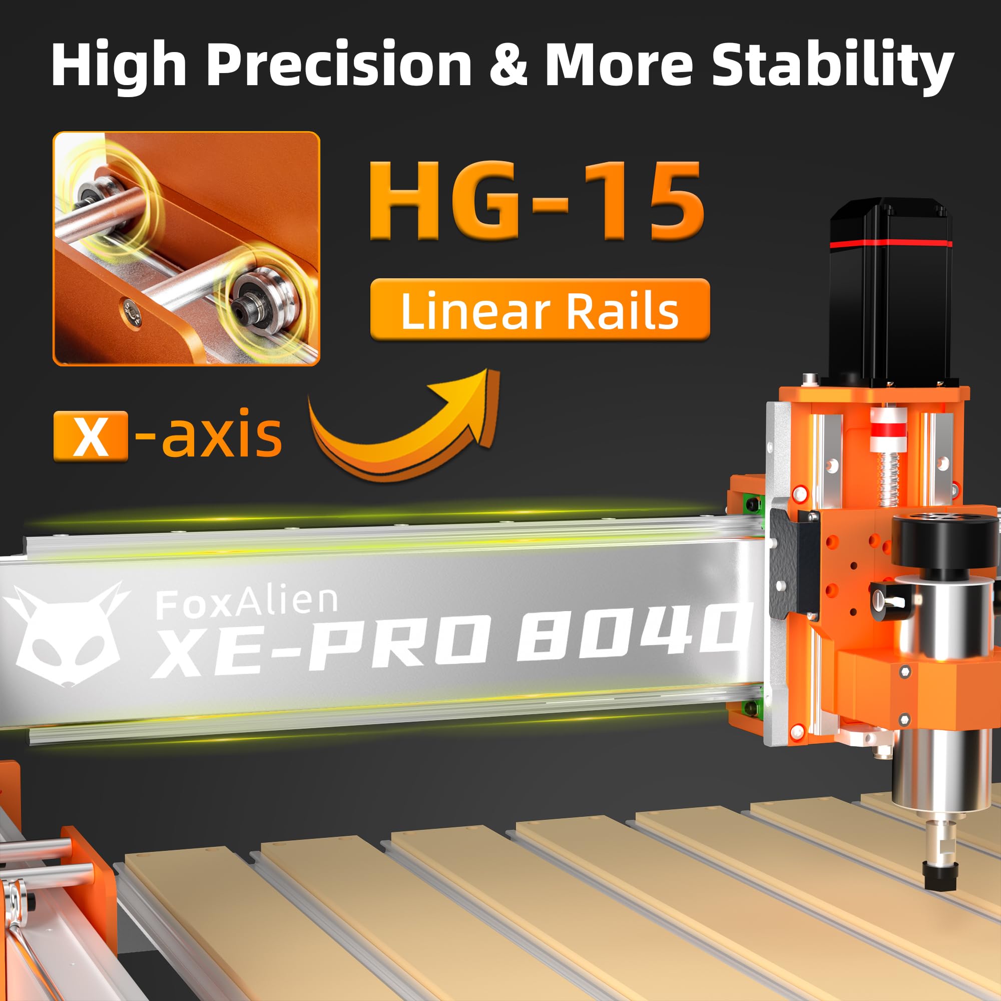 FoxAlien XE-PRO 8040 Extension Kit with Upgraded Hybrid Spoilboard for X-axis, Compatible with XE-PRO CNC Router Machine