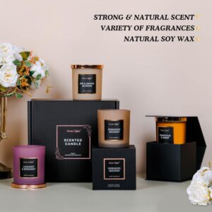 4 Pack Scented Candles Gifts Set, HomeLights Aromatherapy Candles for Home Decoration, Natural Soy Wax, Over 140 Hours Burn of Time (Woody+Gourmand)