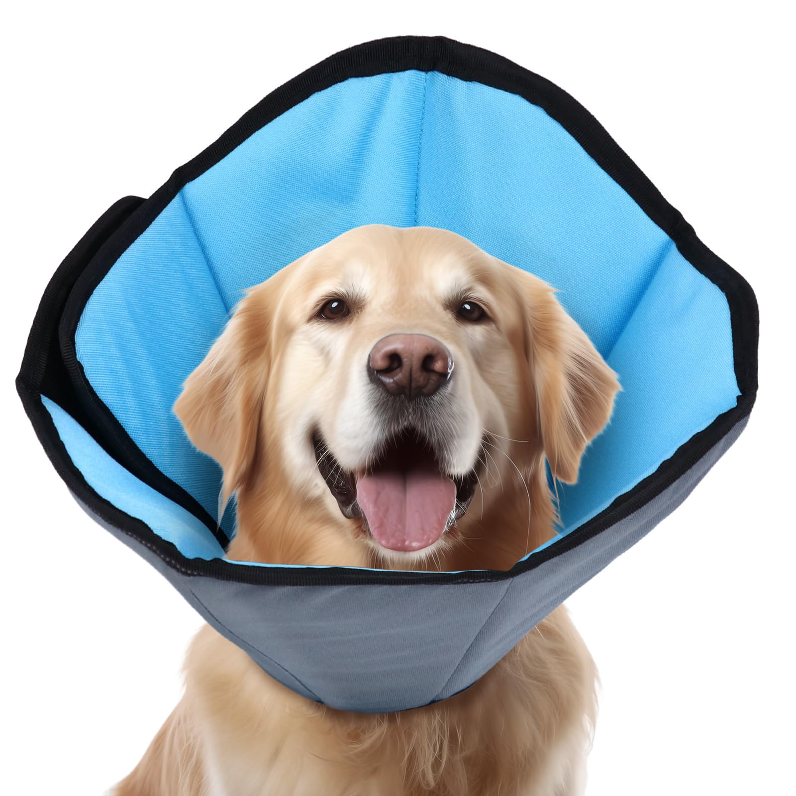 ipetstation Dog Cone Collar for Dogs After Surgery Extra Long, Adjustable Comfy Dog Elizabethan Pet Collar Cone for Large Dogs Anti-Lick Protective Wound (L (Neck Girth: 12.6-17.3in))