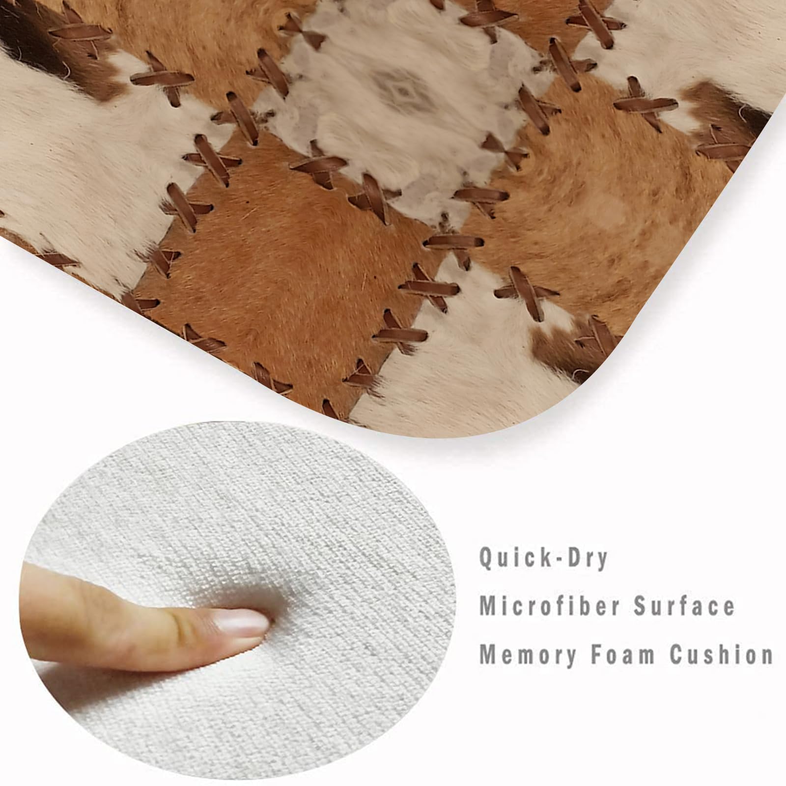 Cowhide Rug for Living Room Brown Runner Rug for Hallway 2x6 Farmhouse Western Throw Rug,Patchwork Cow Fur Print Area Rug Non-Slip Floor Carpet for Bedroom Living Room Entrance Door Mat Washable Rug