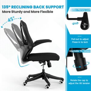 LaoJawBow Ergonomic Office Chair - Comfy Desk Chairs with Wheels and Arms, 400LB Heavy Duty Mesh Computer Chairs with Comfortable Lumbar Back Support for Home Office, Bedroom, Study and College Dorm