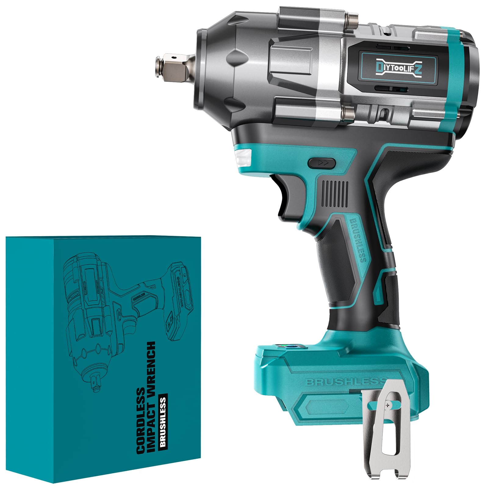 Cordless Impact Wrench 1/2 inch for Makita 18V Battery, 900Ft-lbs(1200N. m) Brushless Electric Power Impact Driver Gun Tool, 2100RPM High Torque Impact Wrench with LED Work Light (No Battery)