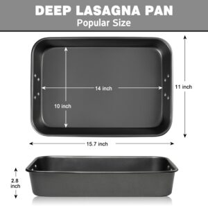 Lasagna Pan, 15x10x3 Inch Baking Pan for Oven, Nonstick Roasting Pan with Handles, Deep Baking Dish for Brownie, Heavy Duty Rectangular Cake Pan