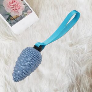 Honrane Teething Relief Dog Toy Pine Cone Shape Dog Squeaky Chew Toy Training Cleaning Interactive Tough Dog Toy for Medium Dogs Blue