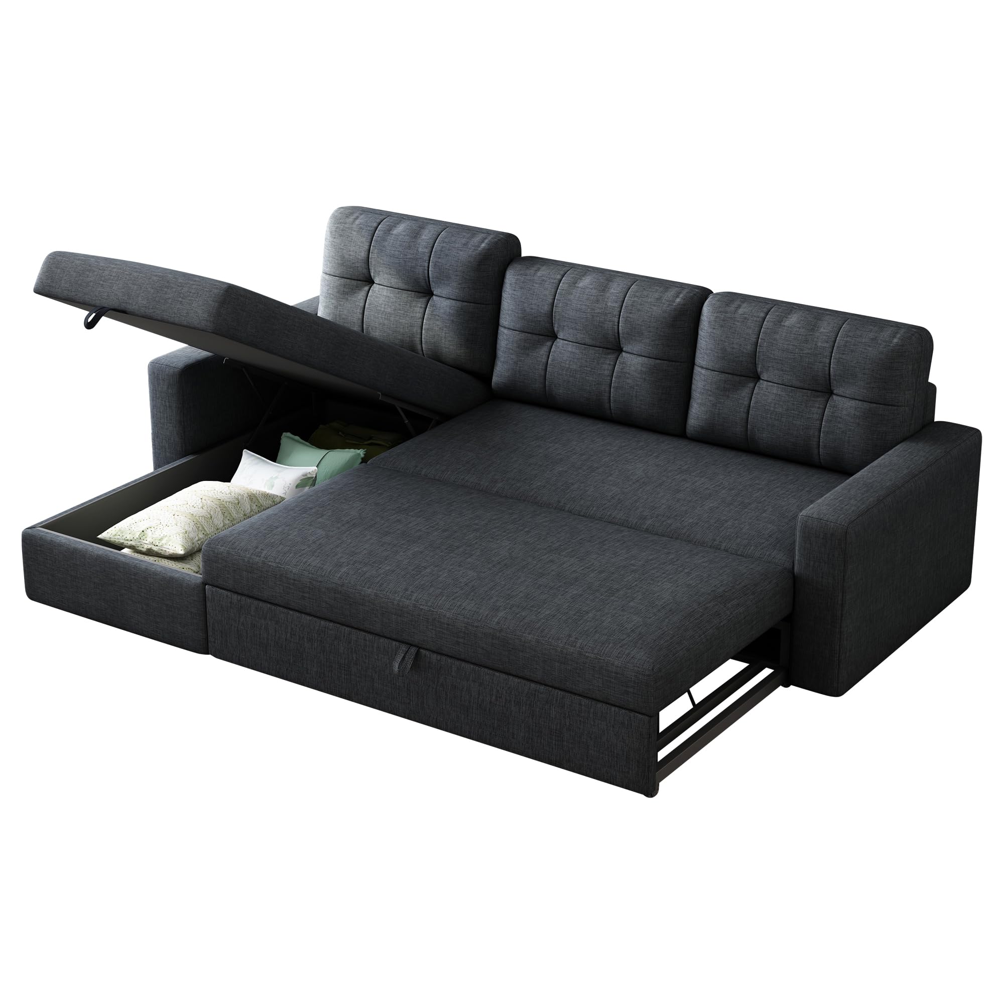 Jintop Sectional Sofa, 81.5", Dark Grey1