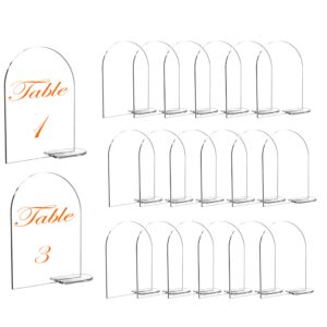 20 Sets Clear Arch Acrylic Sign with Stand Blank Arched Acrylic Table Numbers for Wedding Events Parties Decor (4 x 6 Inch)